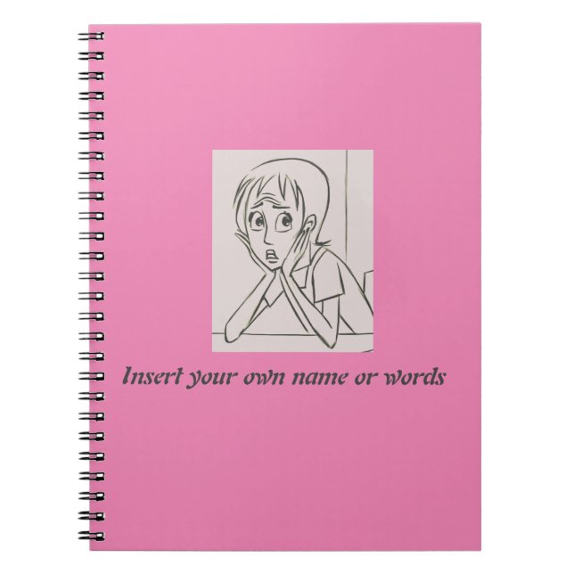 Anxiety Stressed Woman personalized design pink Notebook (Front)