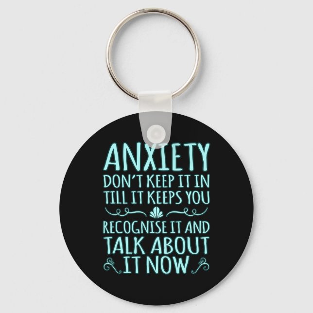 Anxiety Talk About It Ptsd Awareness Ribbon Suppor Keychain (Front)