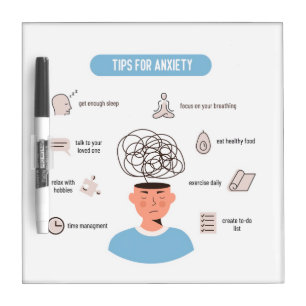Anxiety Tips Minimal Mental Health Art Dry Erase Board