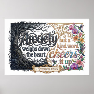 Anxiety Weighs Heart Down Kind Words Lift Spirits Poster