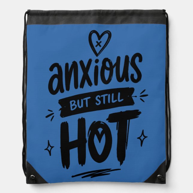 Anxious But Hot Drawstring Bag (Front)