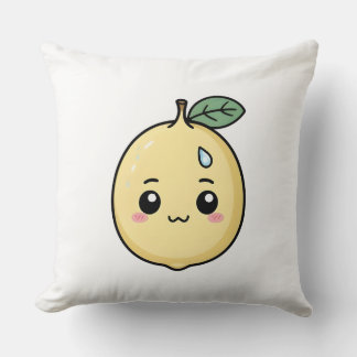 Anxious Lemon with a Sweat Drop Throw Pillow