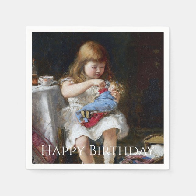 Anxious little mother Happy Birthday Napkins (Front)