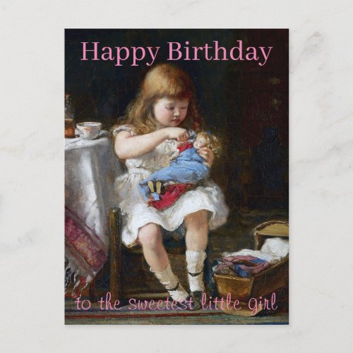 Anxious little mother Happy birthday  Postcard