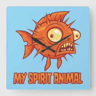 Anxious Quirky Blowfish Spirit Animal Square Wall Clock