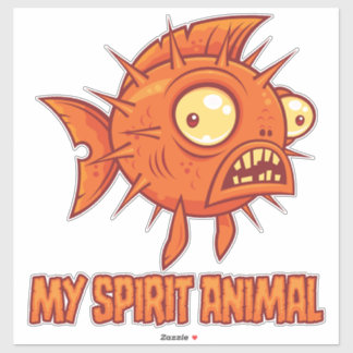 Anxious Quirky Blowfish Spirit Animal Sticker