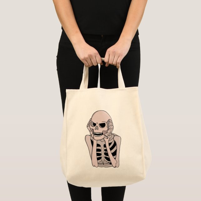 Anxious Skeleton Sketch Tote Bag (Front (Product))