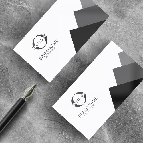 Any 3 Colors Geometric wLogo Blk on White ID812 Business Card
