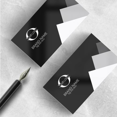 Any 3 Colors Geometric wLogo White on Black ID812 Business Card