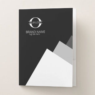 Any 3 Colors Geometric w/Logo White on Black ID812 Pocket Folder