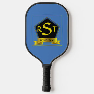 Any 3 Initial Letter Monogram Shield with Ribbon Pickleball Paddle
