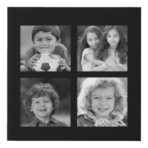 Any 4 Pictures Made Black White Photo Wall Faux Canvas Print