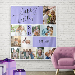 Any Age 10 Photo Collage Personalized Lilac Tapestry