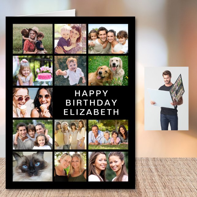 Any Age 12 Photo Collage Jumbo Birthday Card (Creator Uploaded)
