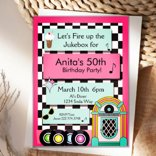 Any Age 1950s Diner Birthday Invitation