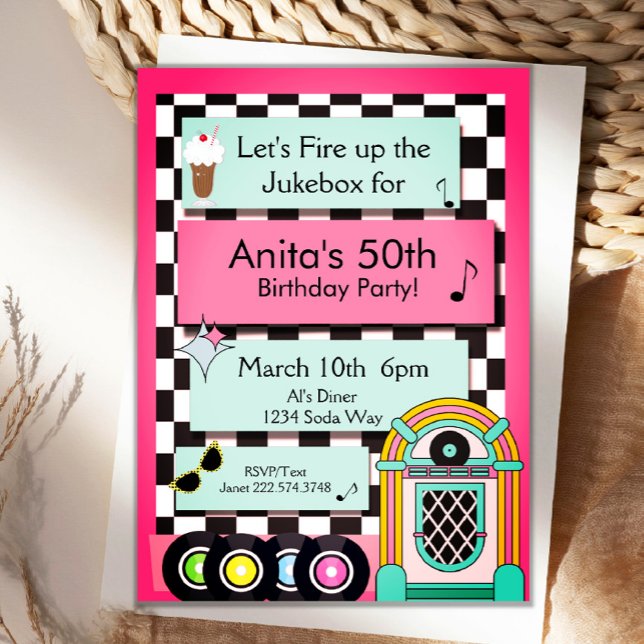 Any Age, 1950's Diner Birthday Invitation (Creator Uploaded)
