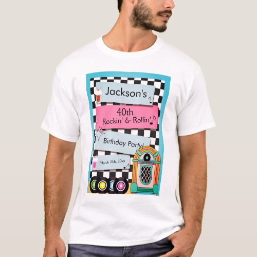 Any Age 1950s Diner Birthday T_Shirt