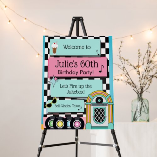 Any Age 1950s Diner Birthday Welcome Sign