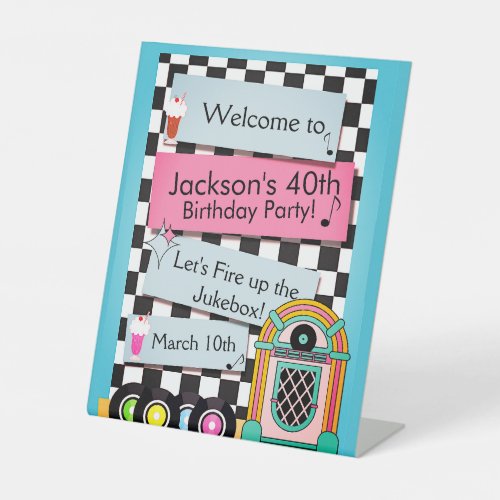 Any Age 1950s Diner Birthday Welcome Sign