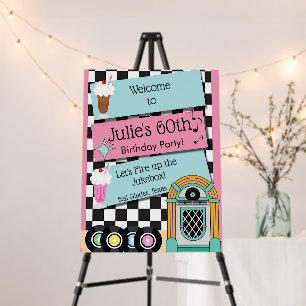 Any Age, 1950's Diner Birthday Welcome Sign