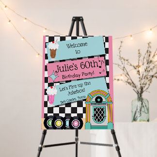 Any Age, 1950's Diner Birthday Welcome Sign