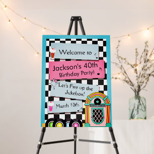 Any Age, 1950's Diner Birthday Welcome Sign