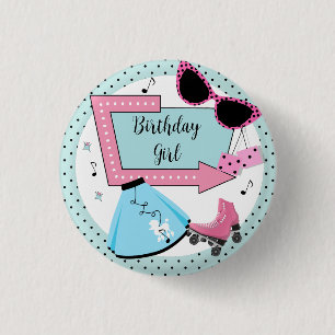 Any Age,1950's Retro Birthday  Button