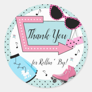 Any Age,1950's Retro Birthday  Classic Round Sticker