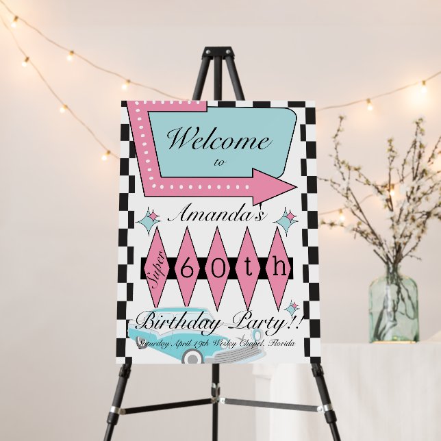 Any Age, 1950's Retro Birthday Foam Board (In Situ (Stand))