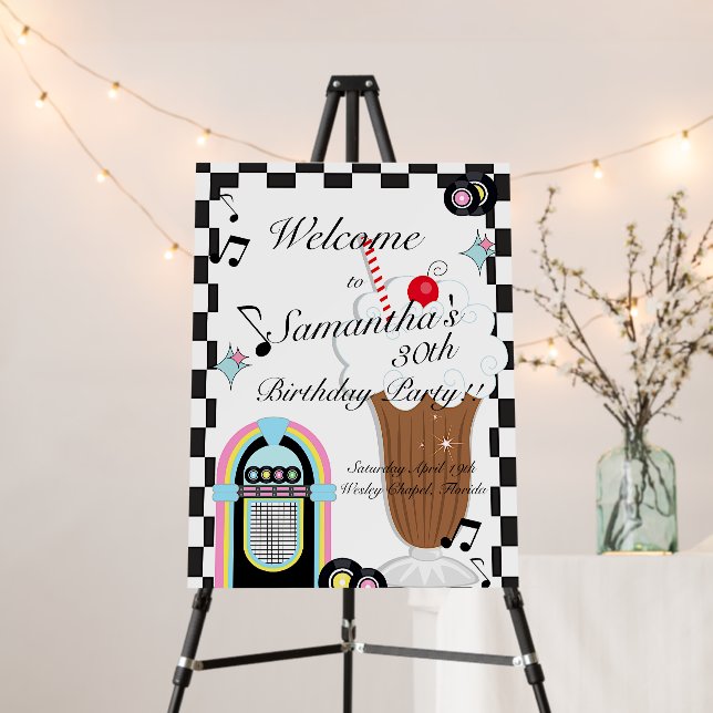 Any Age, 1950's Retro Birthday Foam Board (In Situ (Stand))