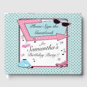 Any Age, 1950's Retro Birthday Guest Book