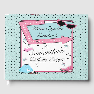 Any Age, 1950's Retro Birthday Guest Book
