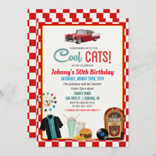 ANY AGE - 1950's Retro Diner Birthday Invitation