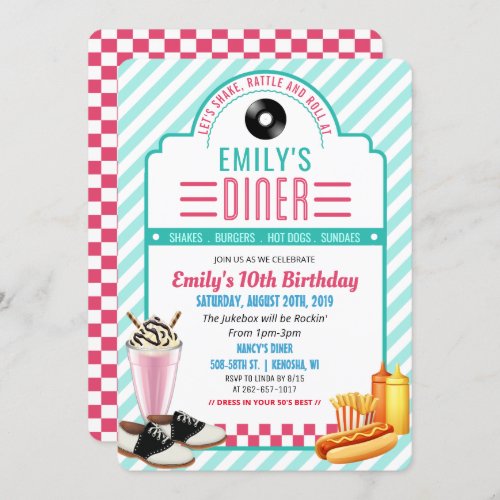 ANY AGE _ 1950s Retro Diner Birthday Invitation