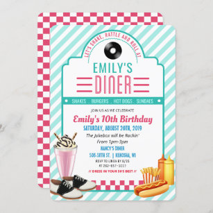 ANY AGE - 1950's Retro Diner Birthday Invitation