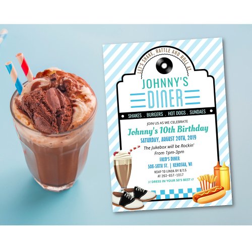 ANY AGE _ 1950s Retro Diner Birthday Invitation