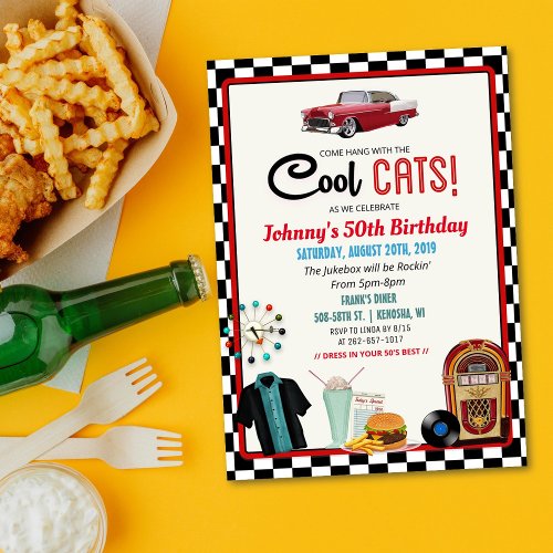 ANY AGE _ 1950s Retro Diner Birthday Invitation