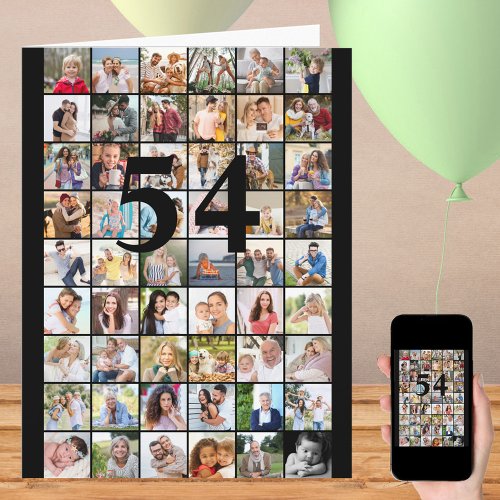 Any Age 54 Photo Collage Big Birthday Card