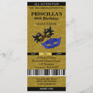 any age, 60th, Invitation Ticket Birthday Woman