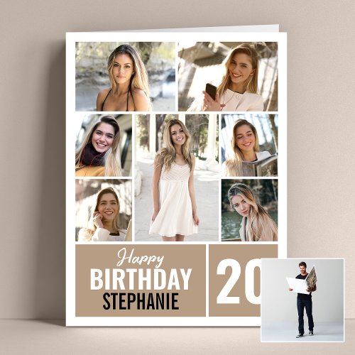 Any Age 7 Collage  Photo Customize Jumbo Birthday Card