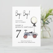 Any Age 7th Birthday Vintage Race Car Invitation (Standing Front)