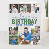 Any Age 8 Photo Collage Cool Personalized Birthday Card (Front)
