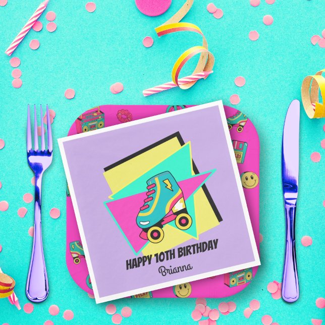 ANY AGE 90's party retro personalized roller skate Napkins (Creator Uploaded)