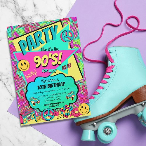 ANY AGE 90s retro birthday invitation