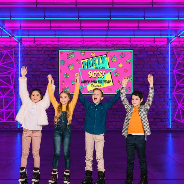 ANY AGE 90's retro personalized birthday banner (Creator Uploaded)