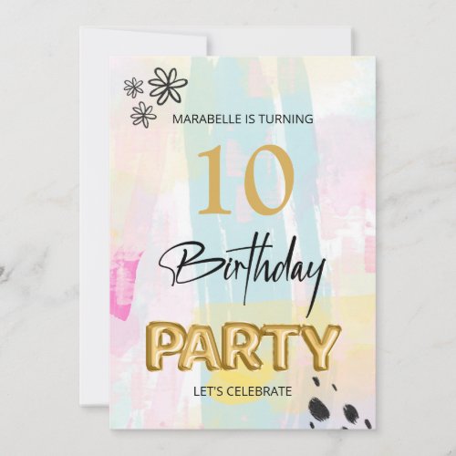 *~* ANY AGE Abstract Doodle Pastel Brush Invitation