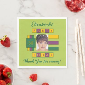 Any age add photo name green birthday party