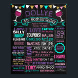 ANY AGE Adult 90th birthday party chalkboard Poster<br><div class="desc">Custom chalkboard</div>