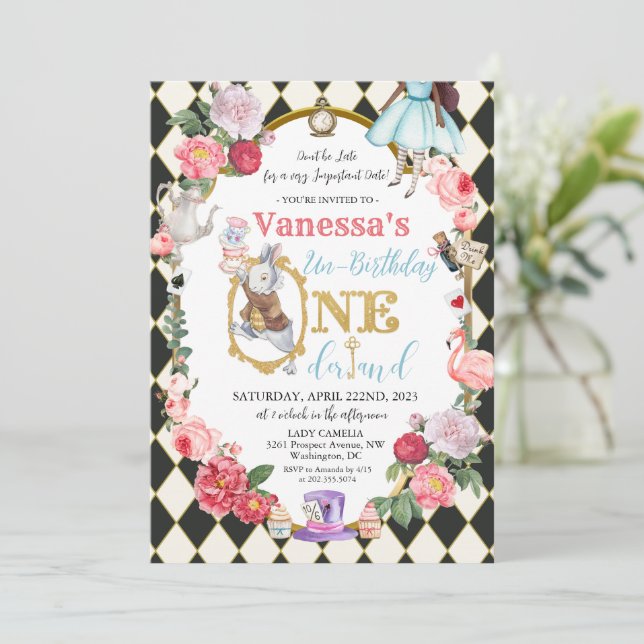ANY AGE - African American Alice in Wonderland   I Invitation (Standing Front)