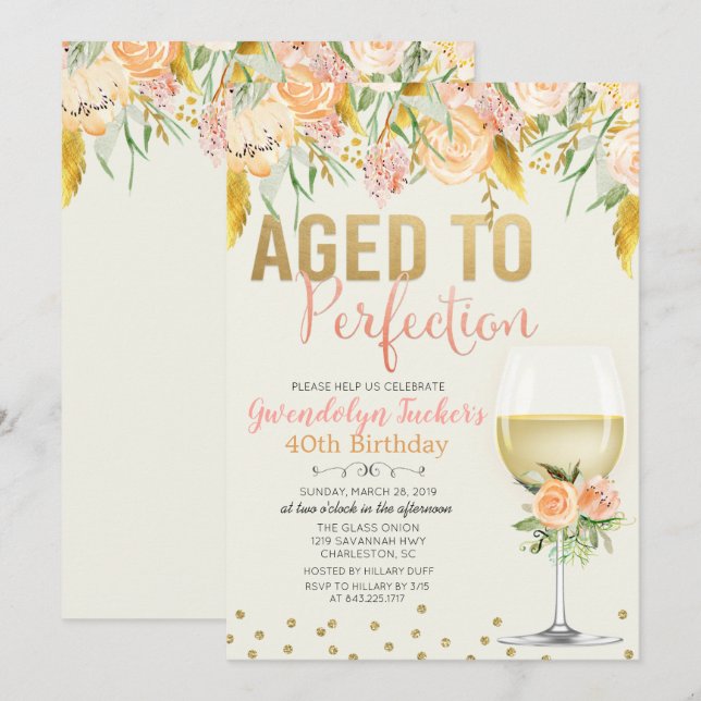 ANY AGE - Aged to Perfection Birthday Invitation (Front/Back)